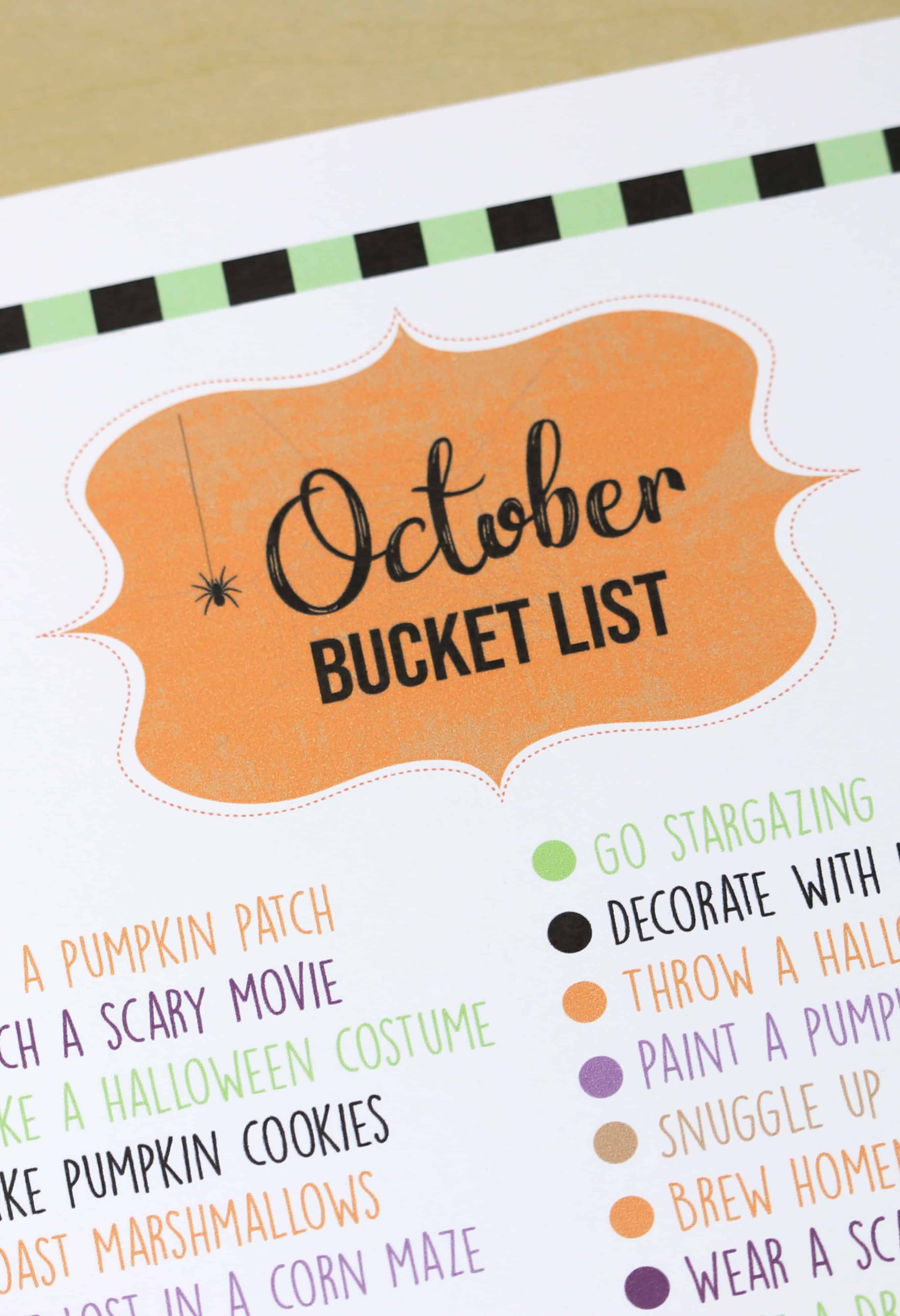 FREE Printable Bucket List to Max Your October