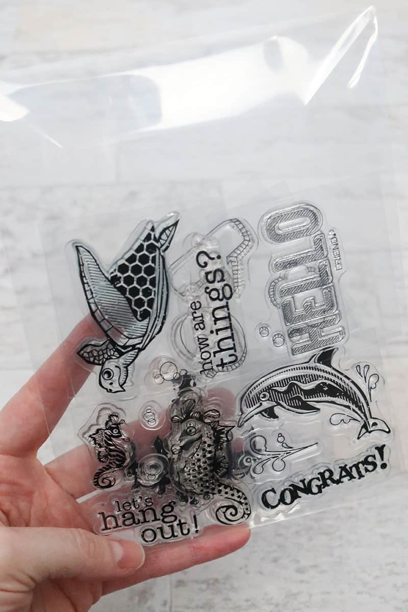 clear acrylic stamps in clear storage pocket