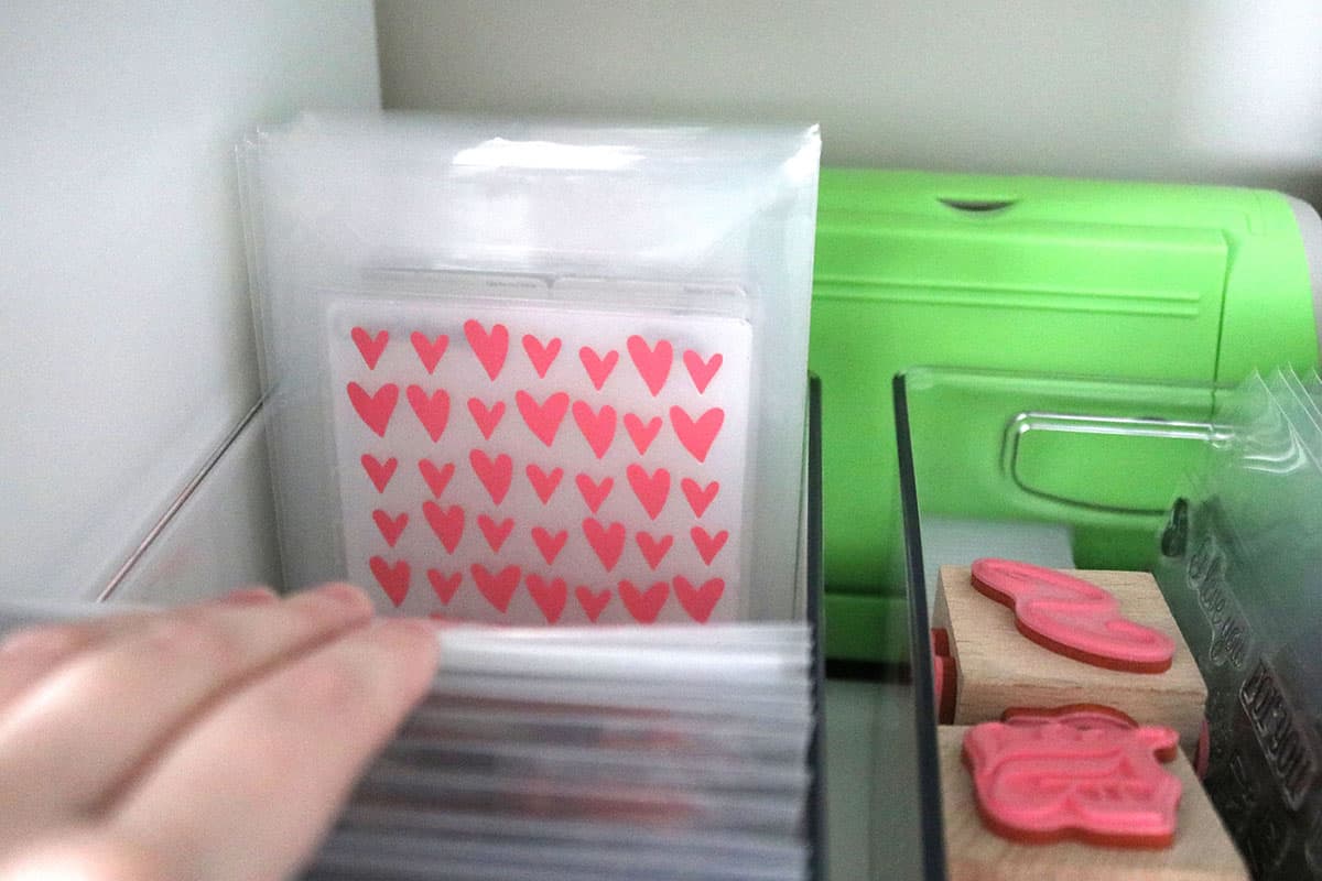 embossing folders in clear storage pockets