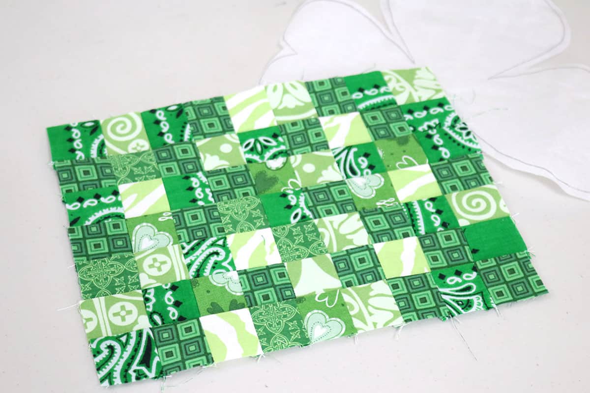 green quilted patchwork block