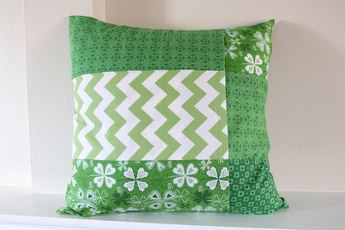 back of green St. Patrick's Day pillow