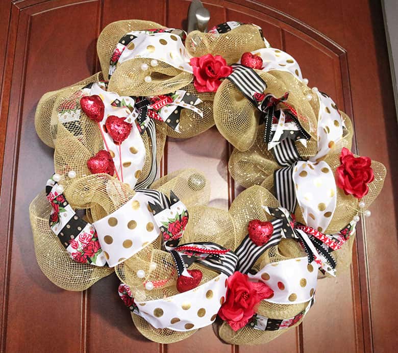 Romantic Gold Deco Mesh Wreath