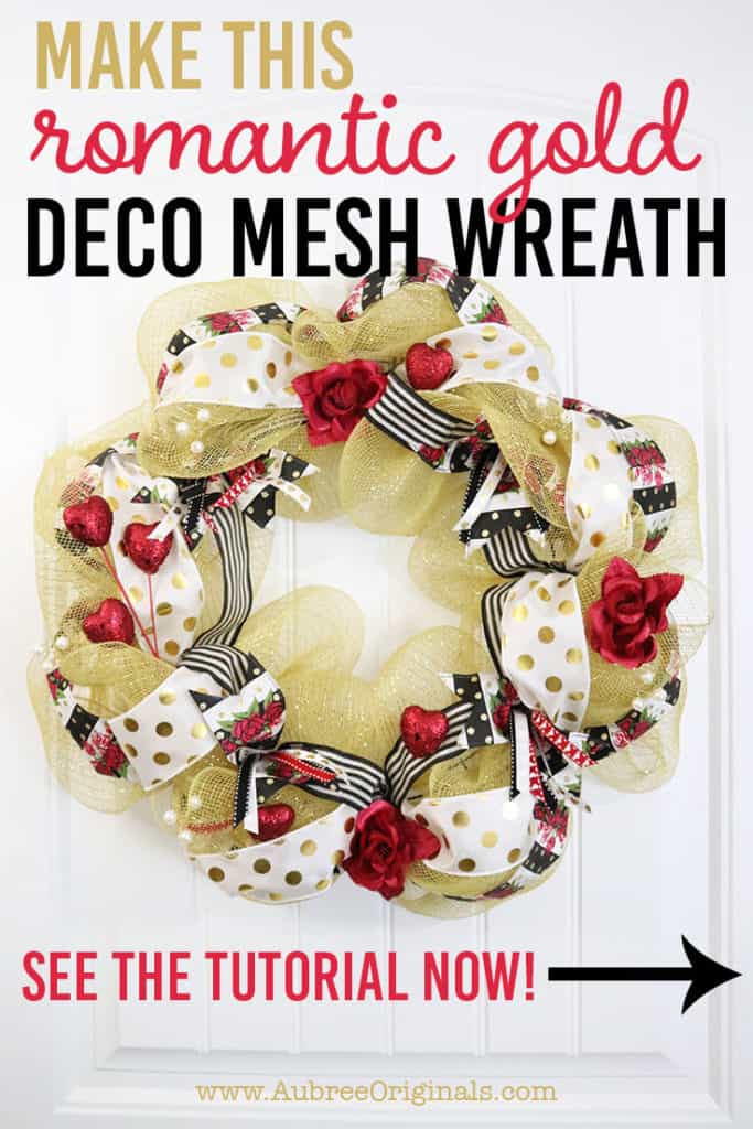 How to Make a Romantic Gold Deco Mesh Wreath for Valentine's