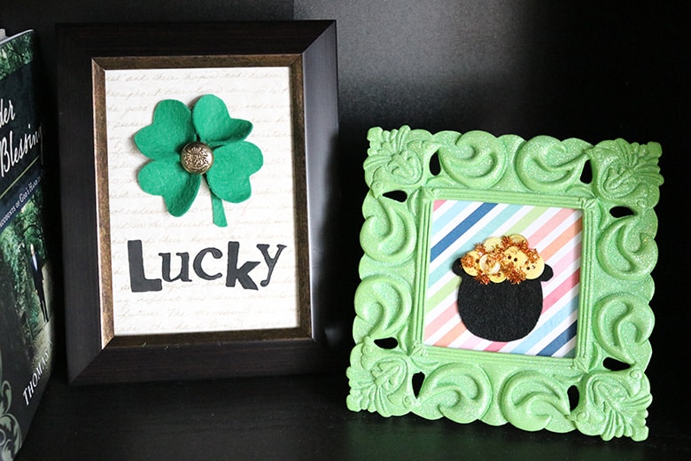 shamrock and pot of gold framed art pieces