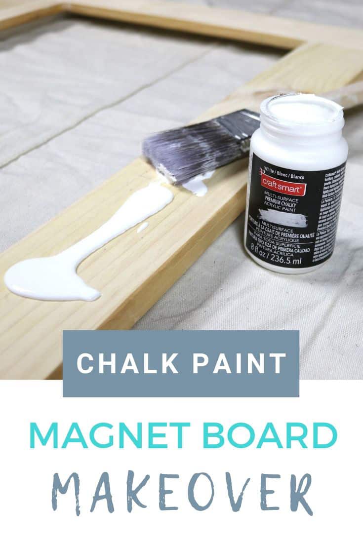 chalk painting a magnet board for a birthday gift