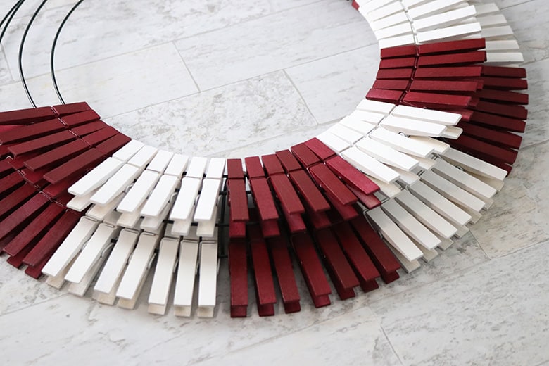 assembling a clothespin wreath