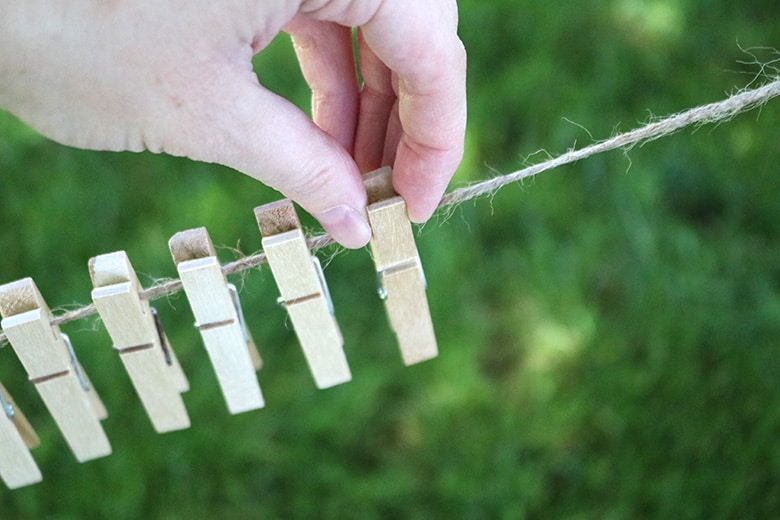 clothespins on a line