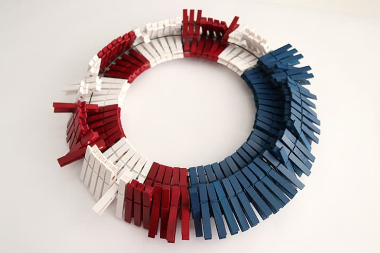 assembling a clothespin wreath