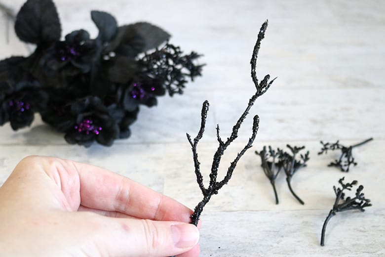 Halloween floral accents for haunted house fairy garden DIY