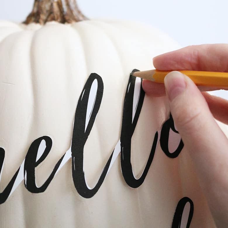 DIY hand lettered pumpkin using a font