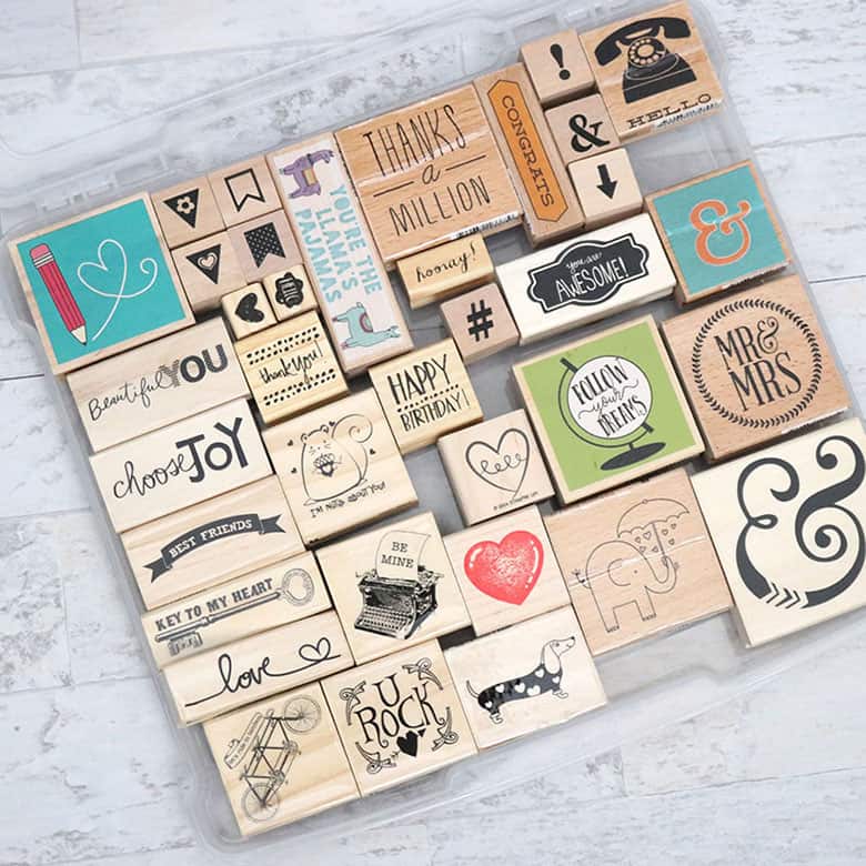 Birthday Wood Mounted Rubber Stamp Set of 6 