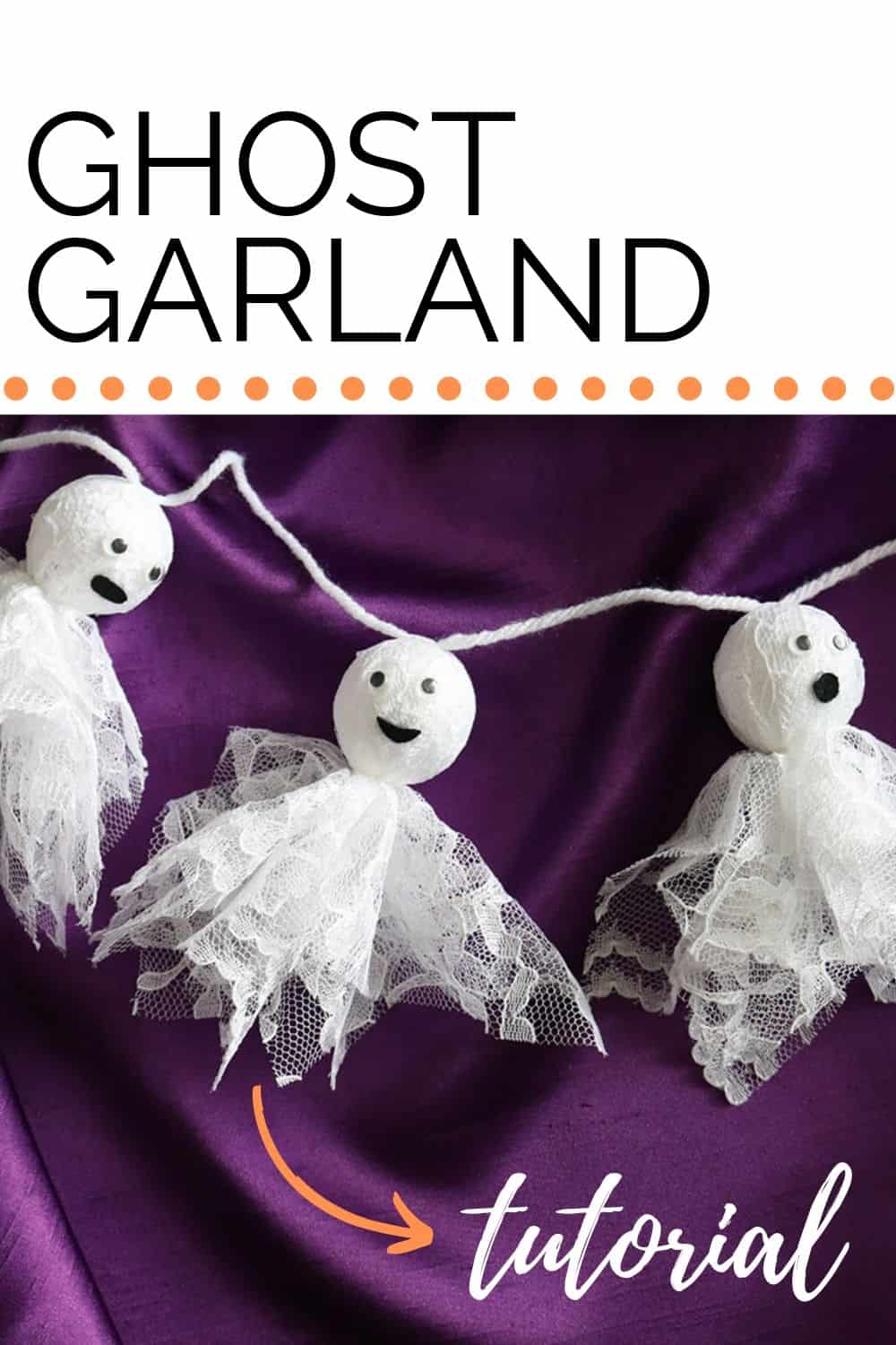 DIY lace ghost garland for Halloween