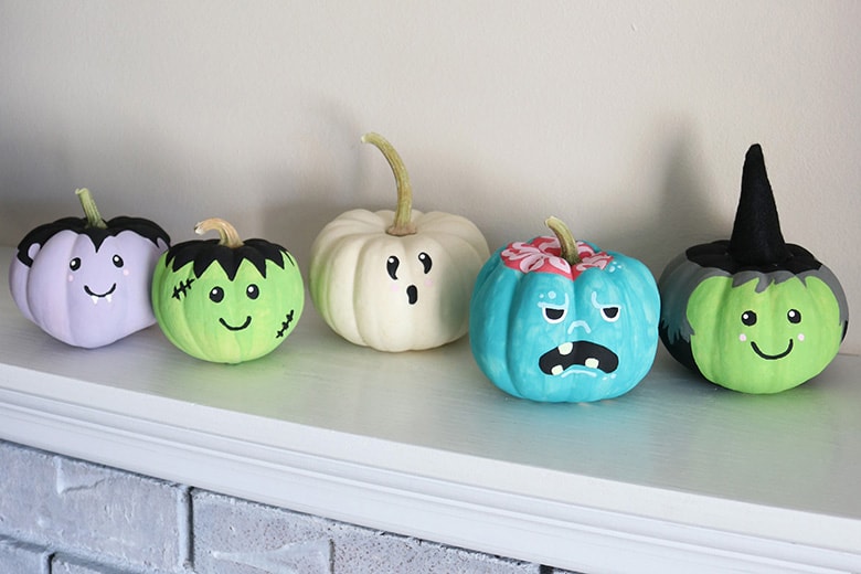 Easy Painted Pumpkins: How to Paint Simple Monster Faces - Aubree