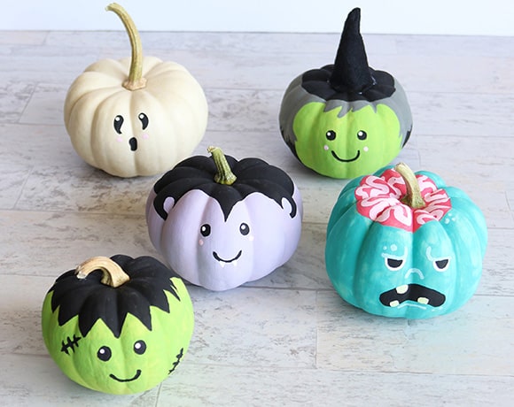 Easy Painted Pumpkins: How to Paint Simple Monster Faces - Aubree