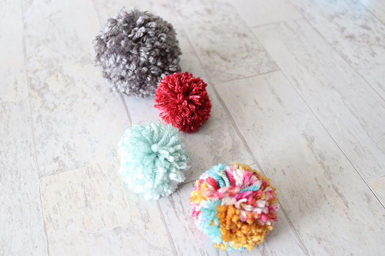 Sewing Craft Supplies, Handmade Pompoms, Mini Red Pompom