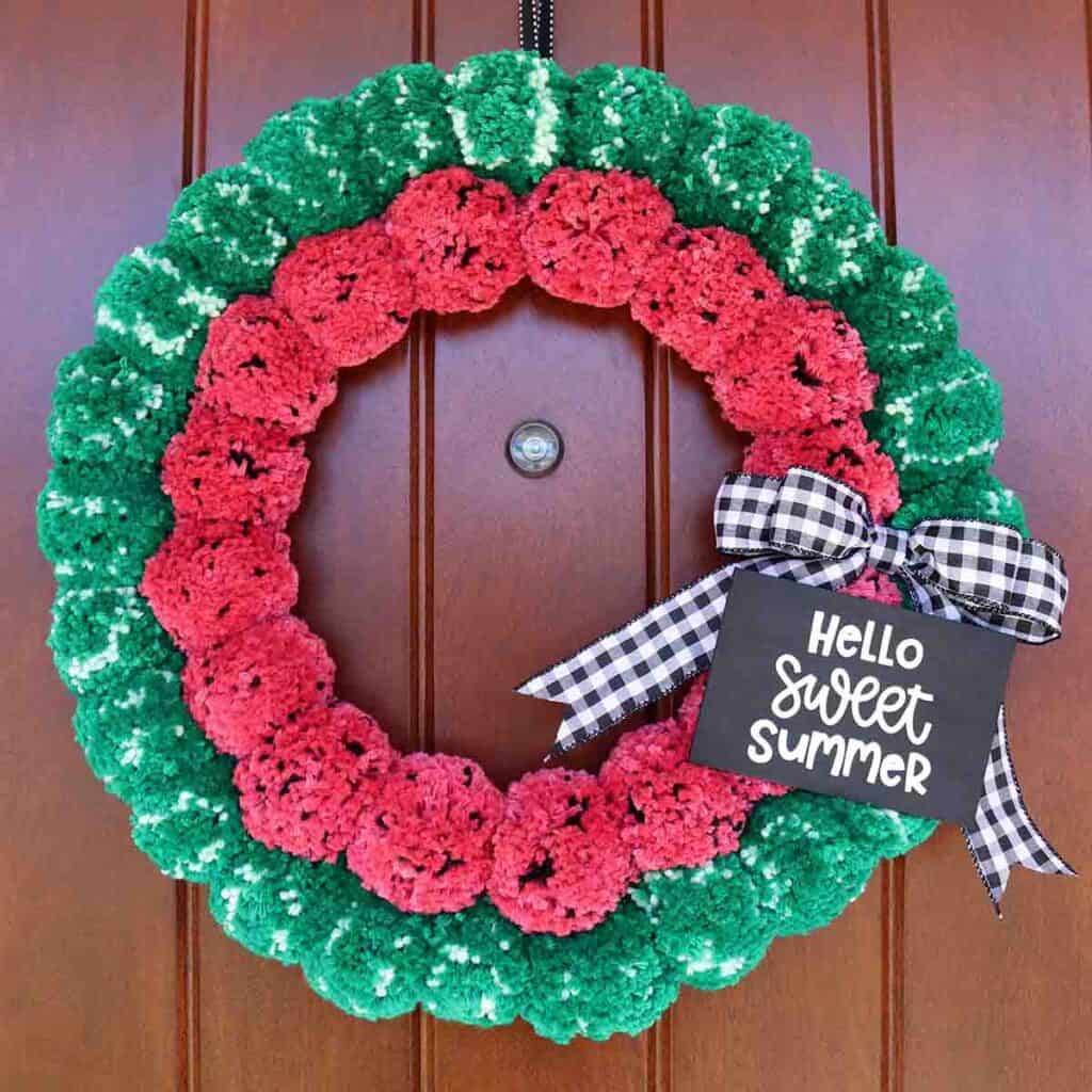 watermelon pom pom wreath diy