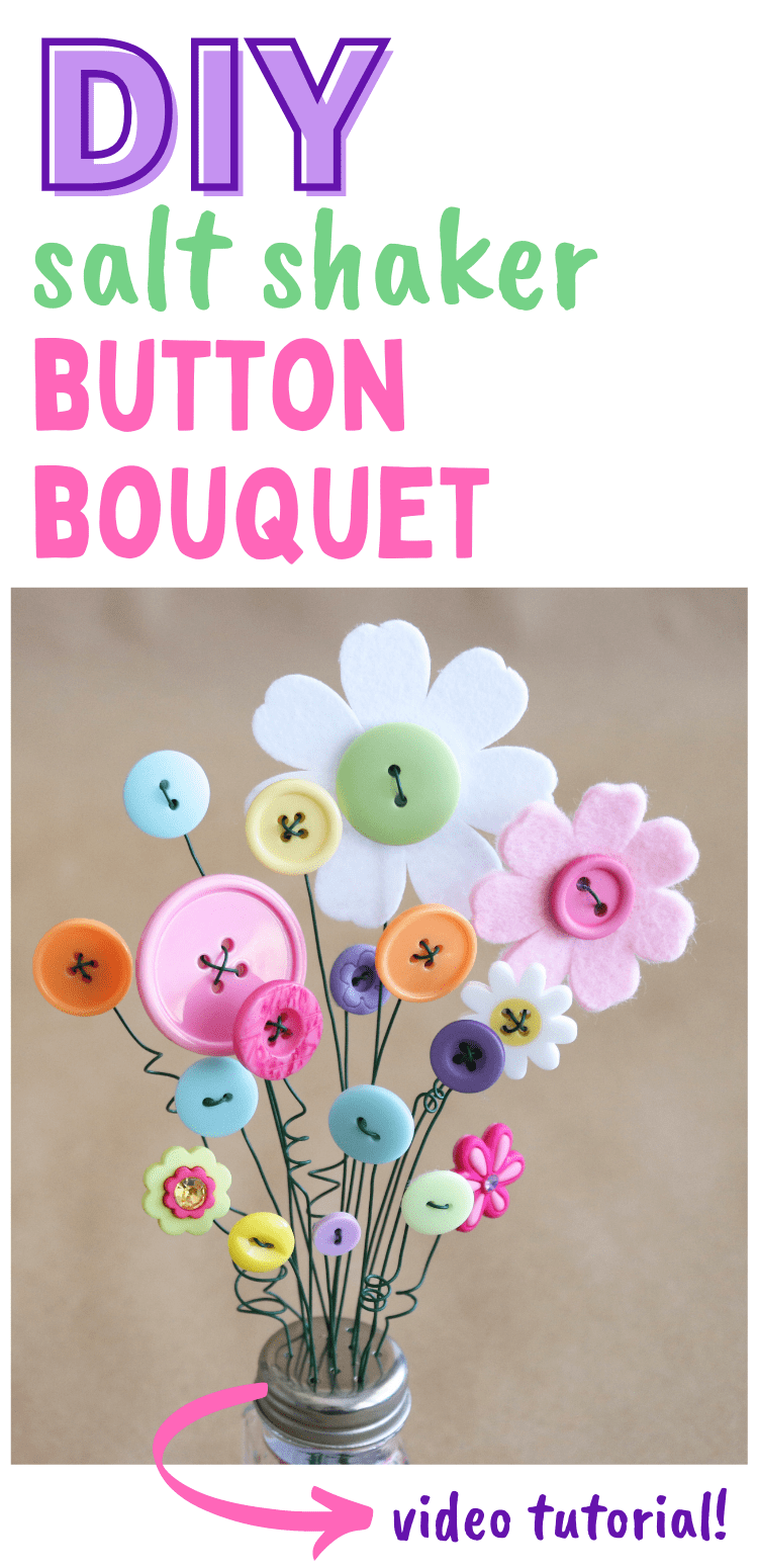 DIY salt shaker button bouquet video tutorial