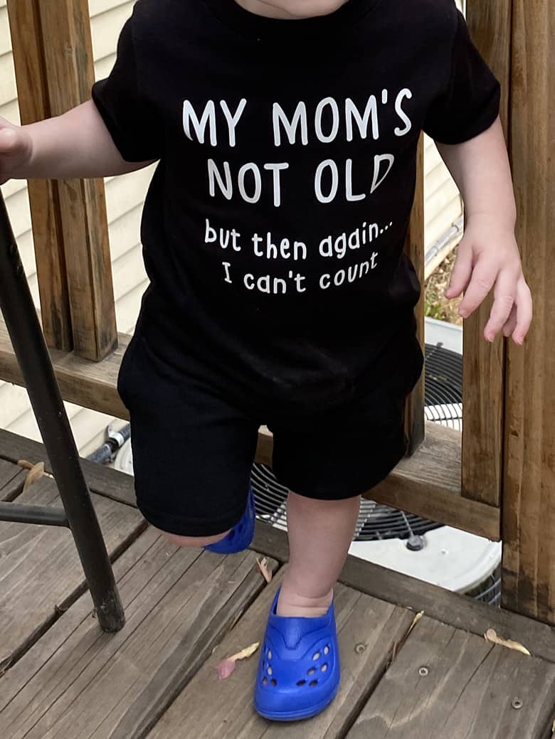 DIY old age mom toddler t-shirt for 30th birthday