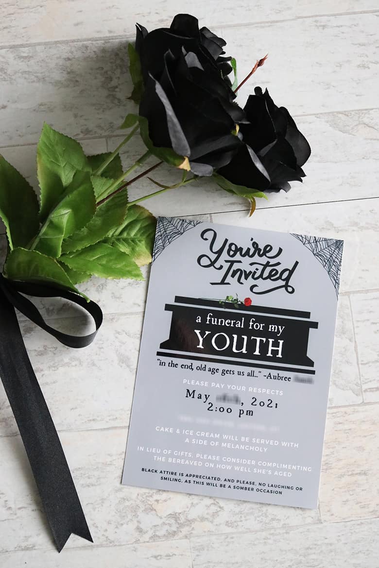 DIY funeral birthday party invitations