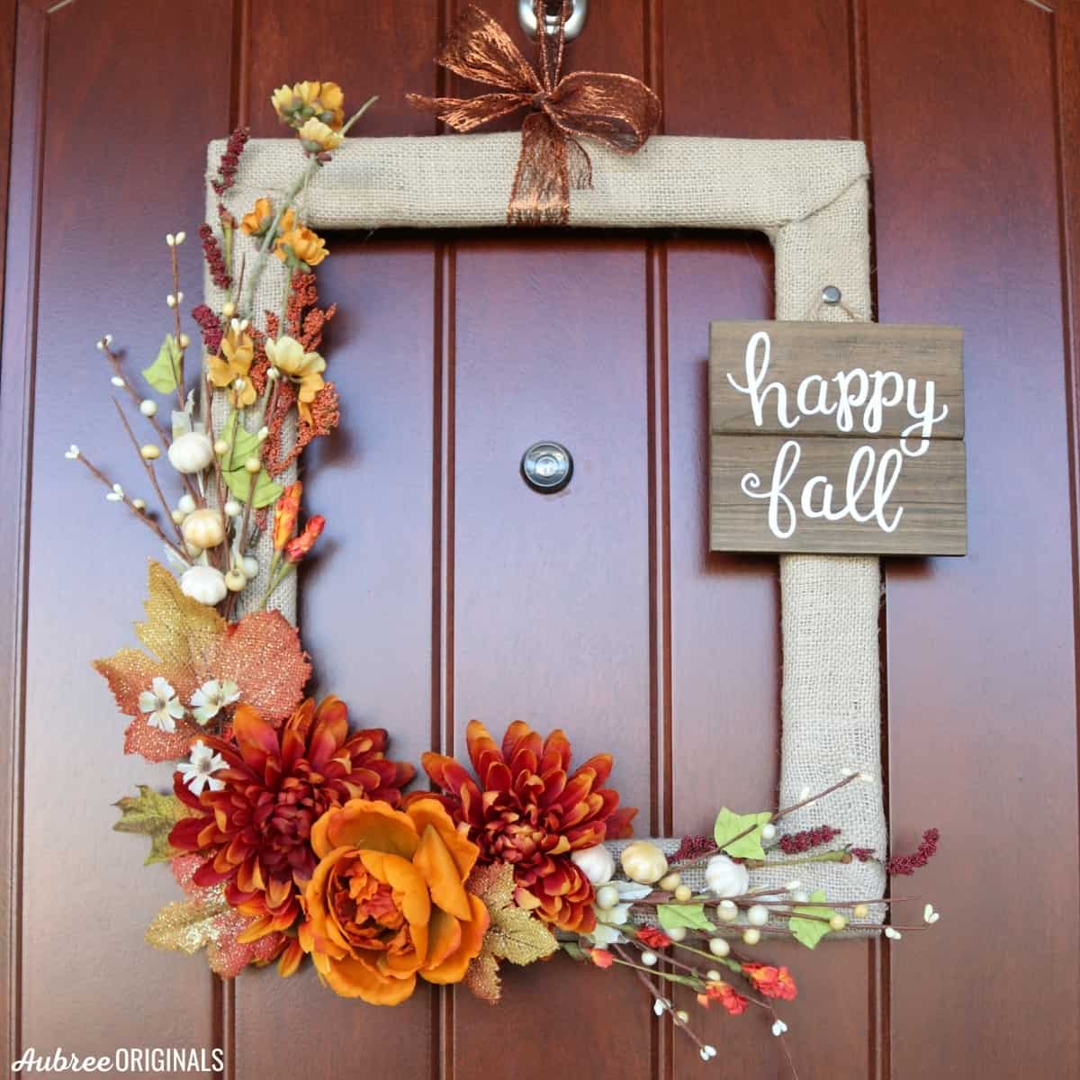 How to Make a DIY Fall Wreath From a Picture Frame - Aubree Originals