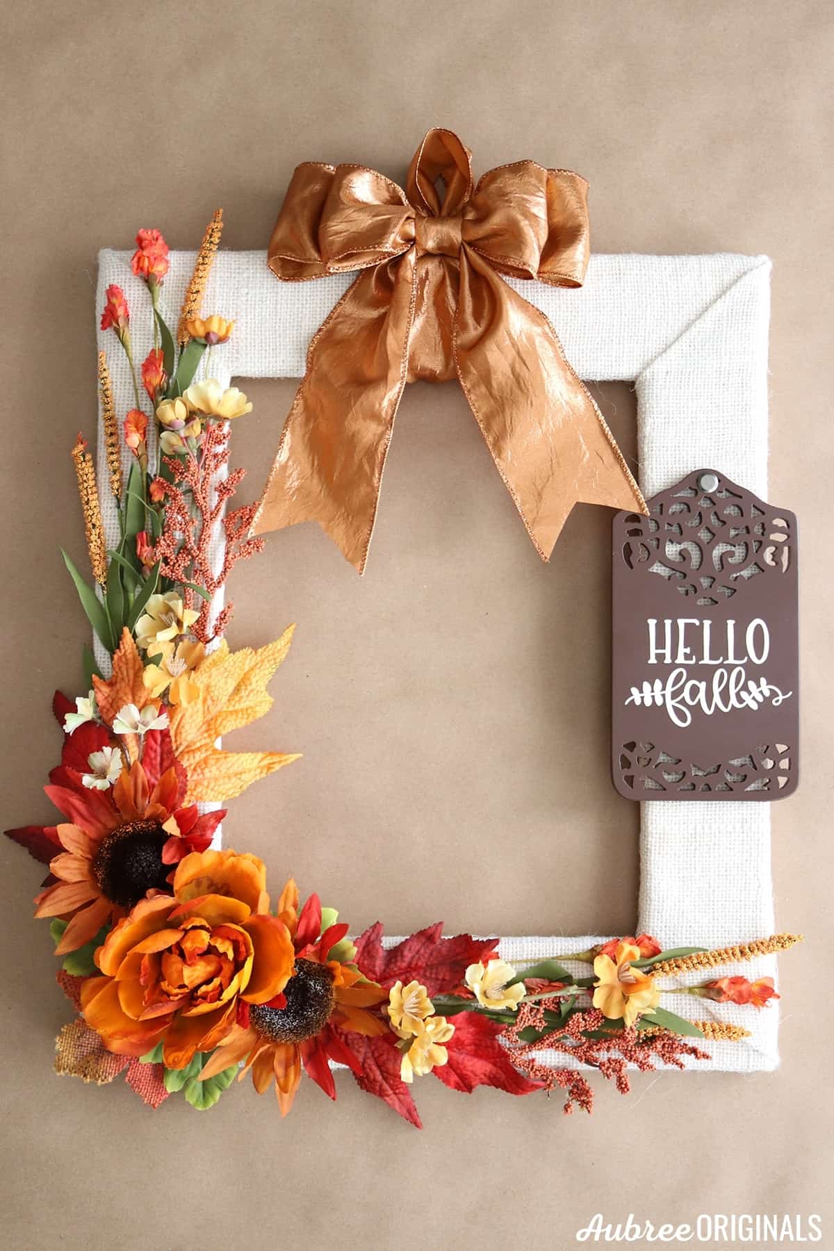 How to Make a DIY Fall Wreath From a Picture Frame - Aubree Originals