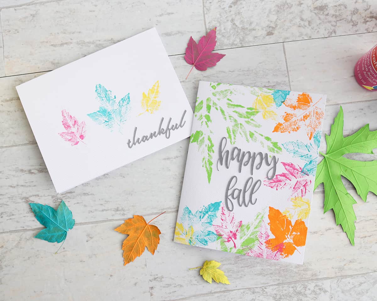 diy paint stamping with leaves