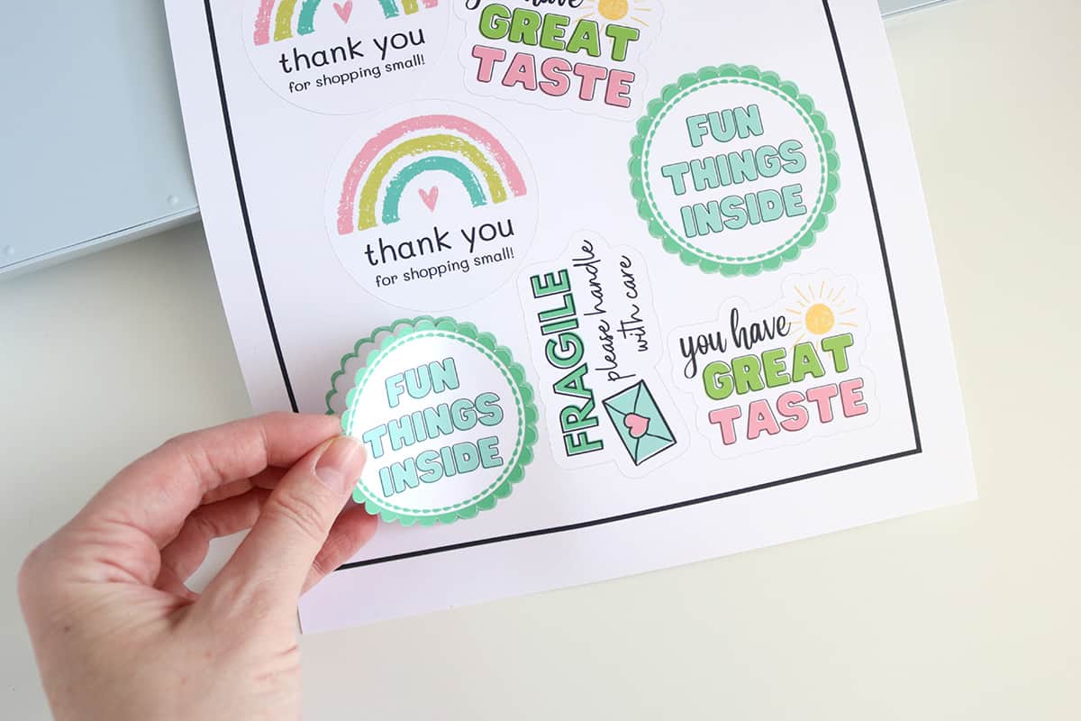 DIY packaging shipping stickers with Cricut