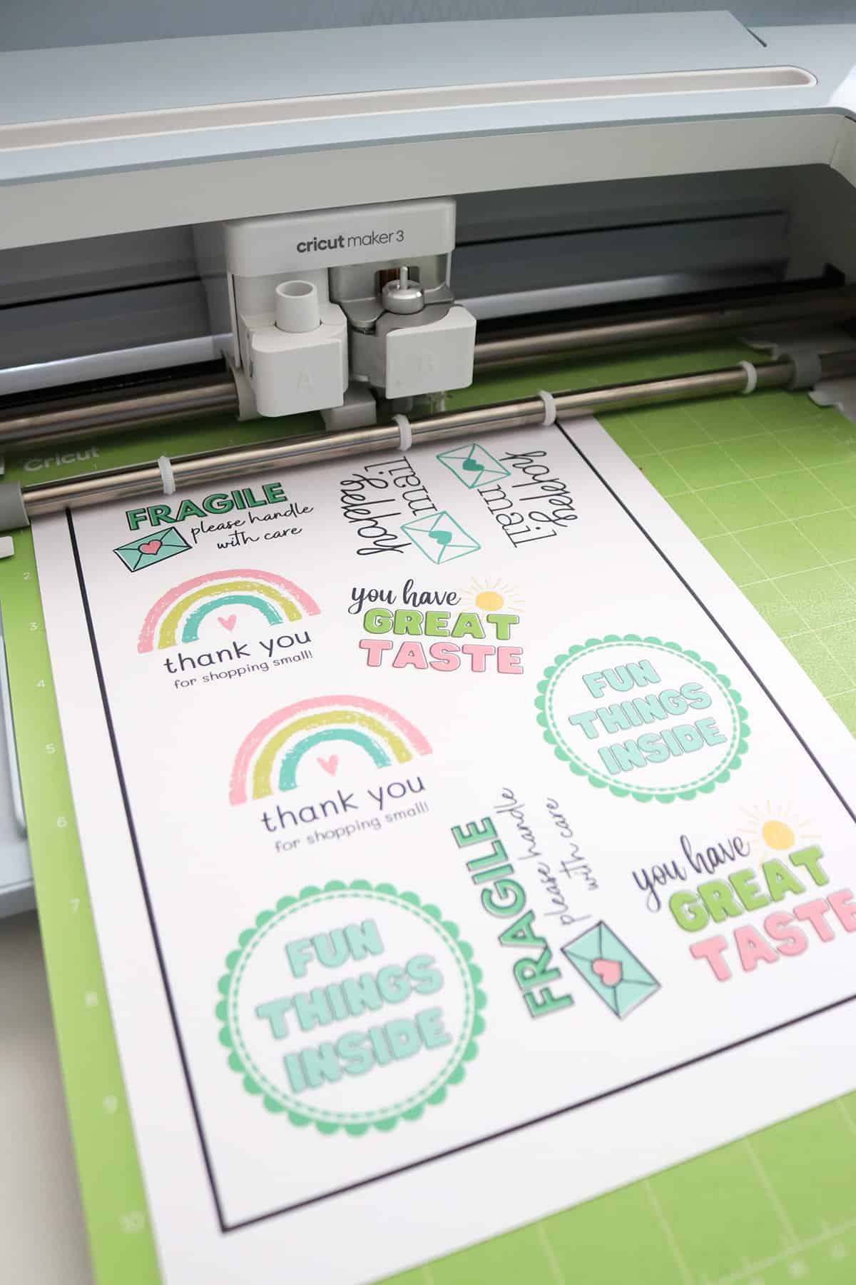 diy packaging stickers with Cricut
