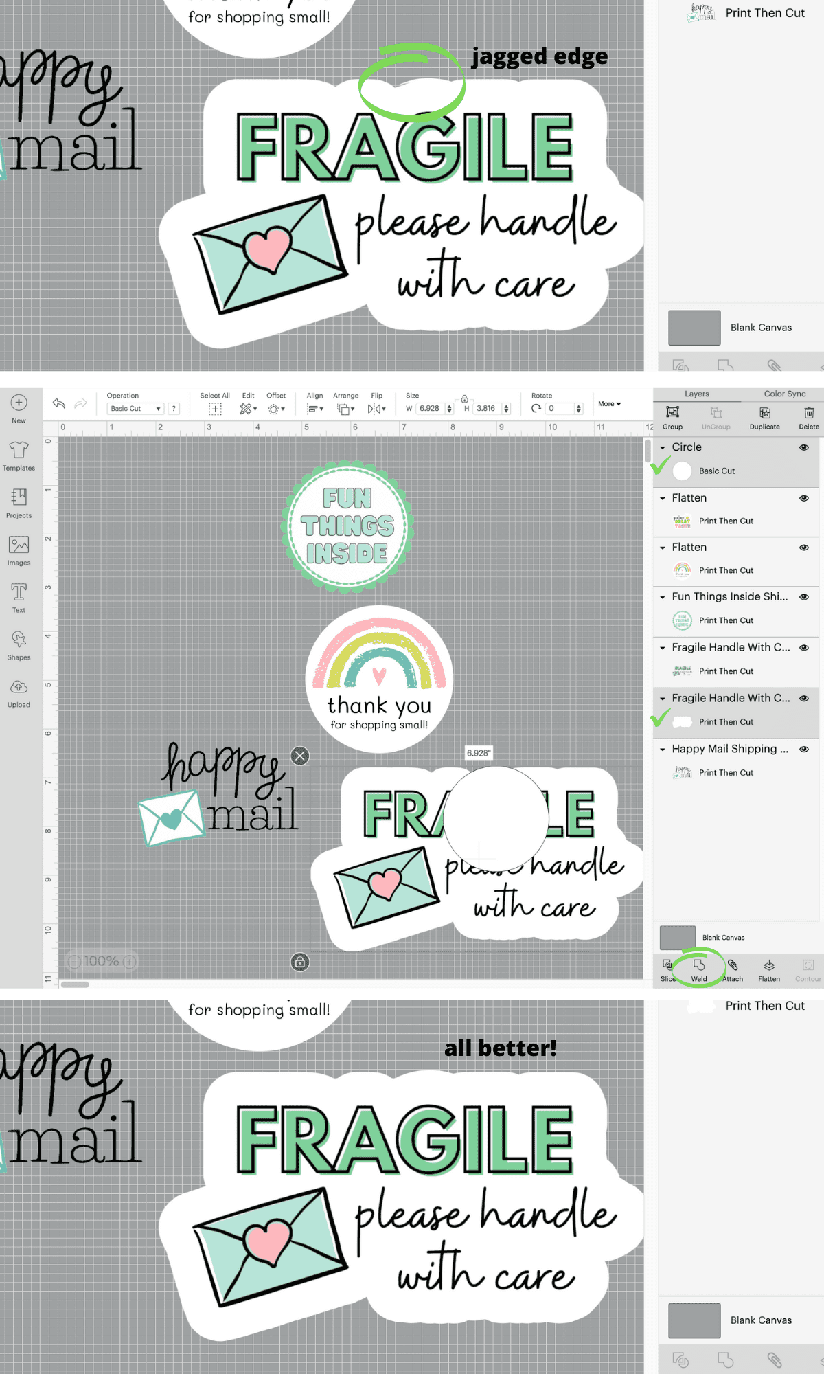diy packaging stickers print then cut Cricut