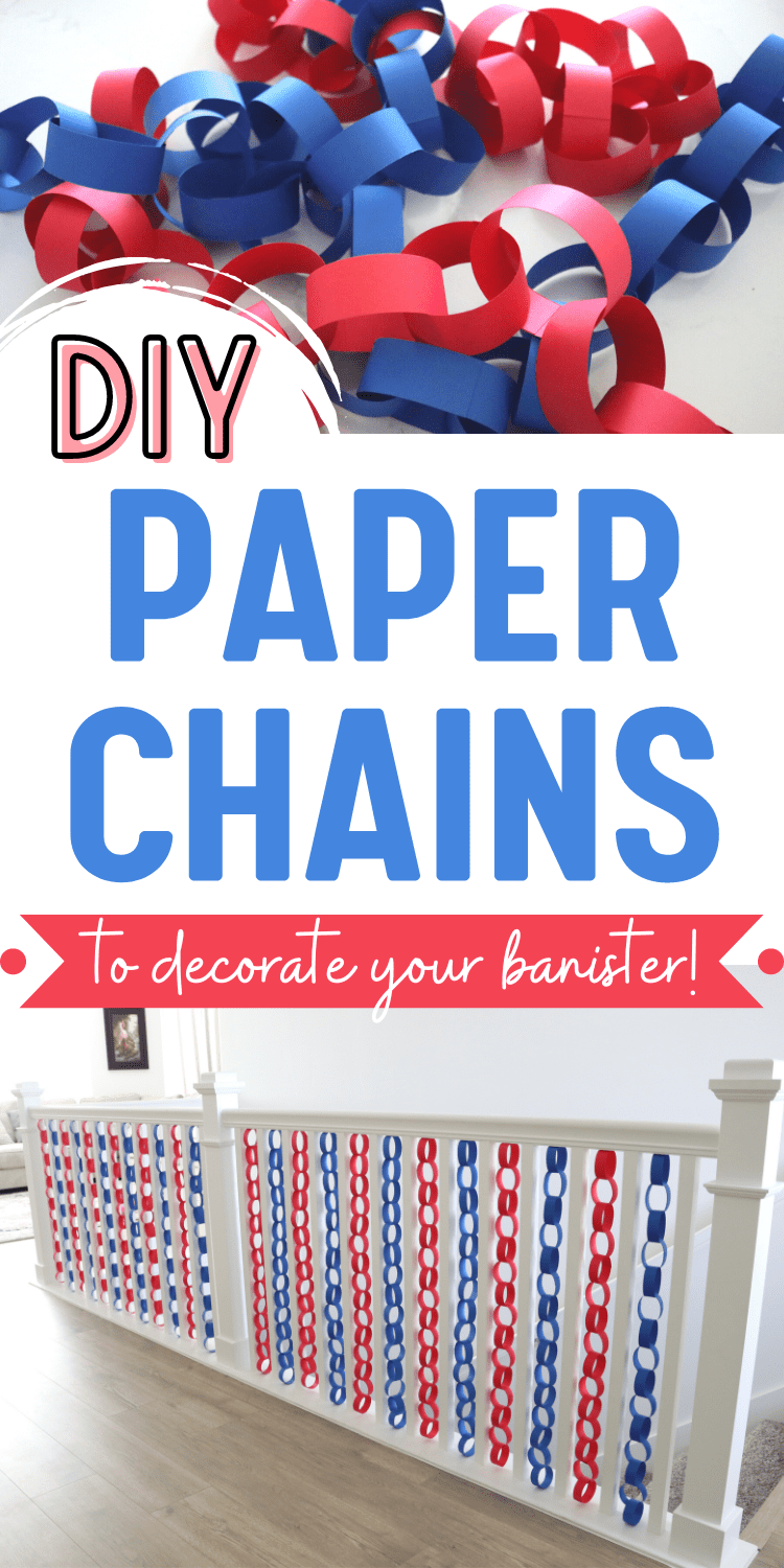 DIY paper chain banister decor