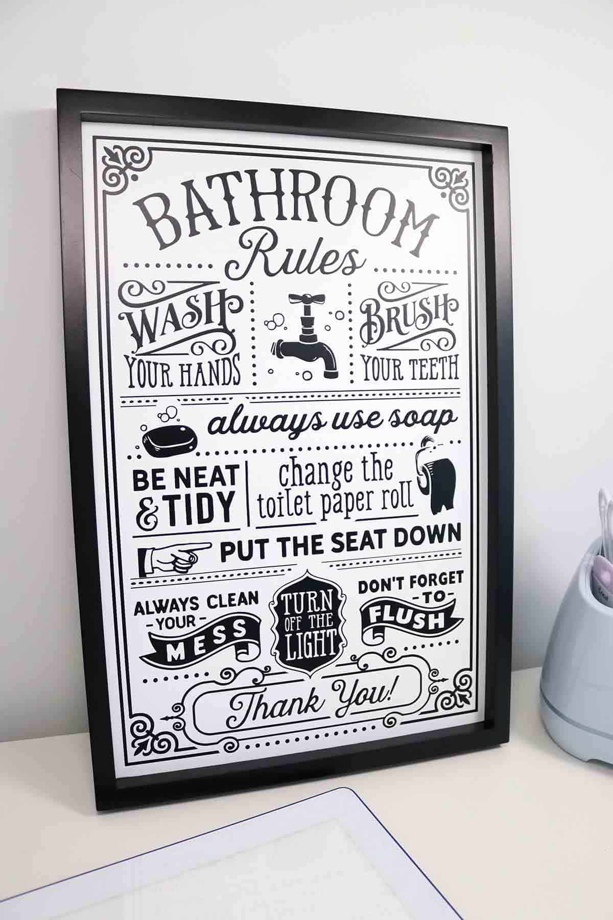 DIY Bathroom Wall Decor With Cricut - Aubree Originals