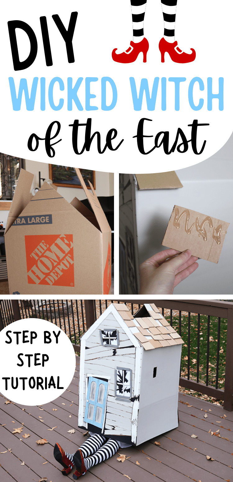 DIY wicked witch of the east cardboard box costume tutorial