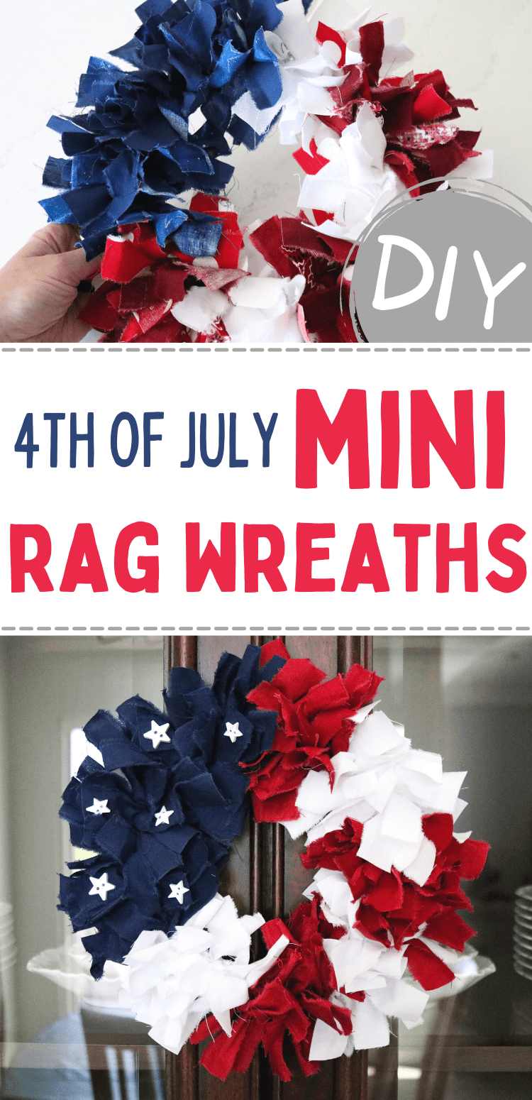 diy mini flag rag wreath for 4th of july tutorial