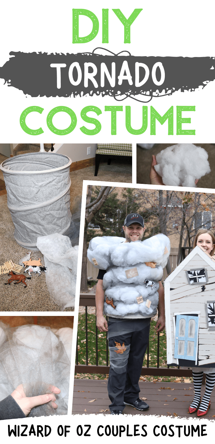 DIY tornado costume, perfect for a Wizard of Oz Halloween couples costume!