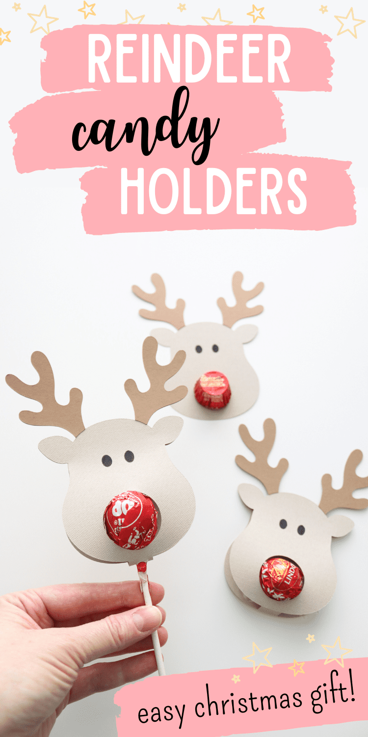 easy DIY papercraft reindeer lollipop holders tutorial