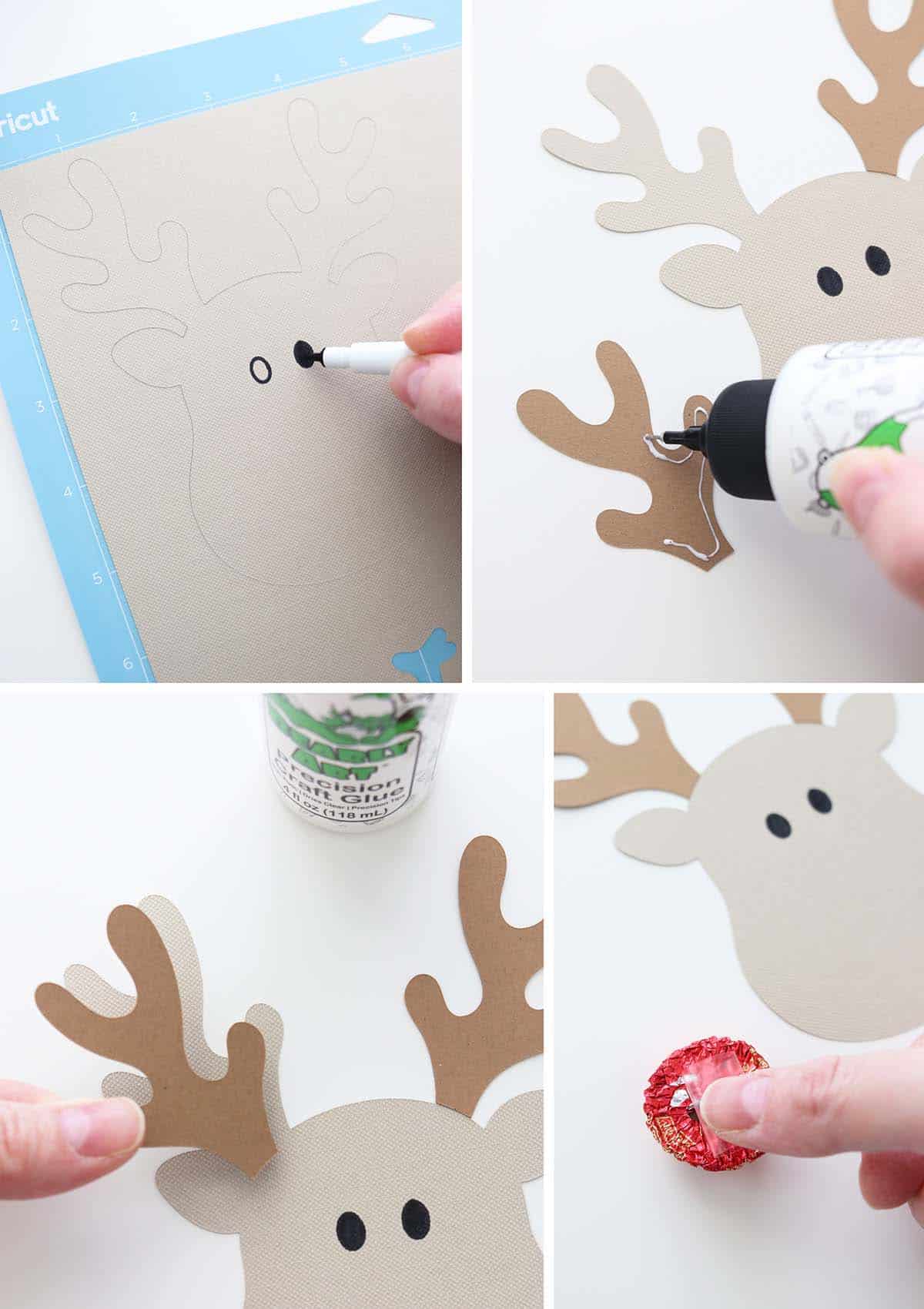 DIY Reese's reindeer Christmas gift tag idea with Cricut