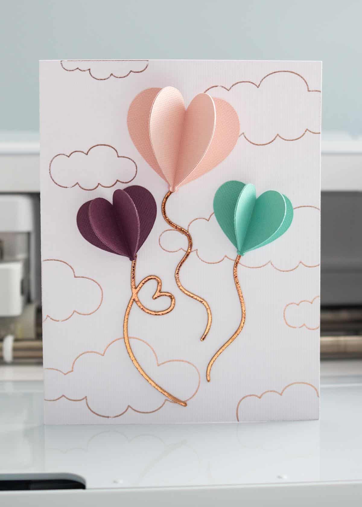 DIY 3D Hearts Paper Craft Cricut Card tutorial