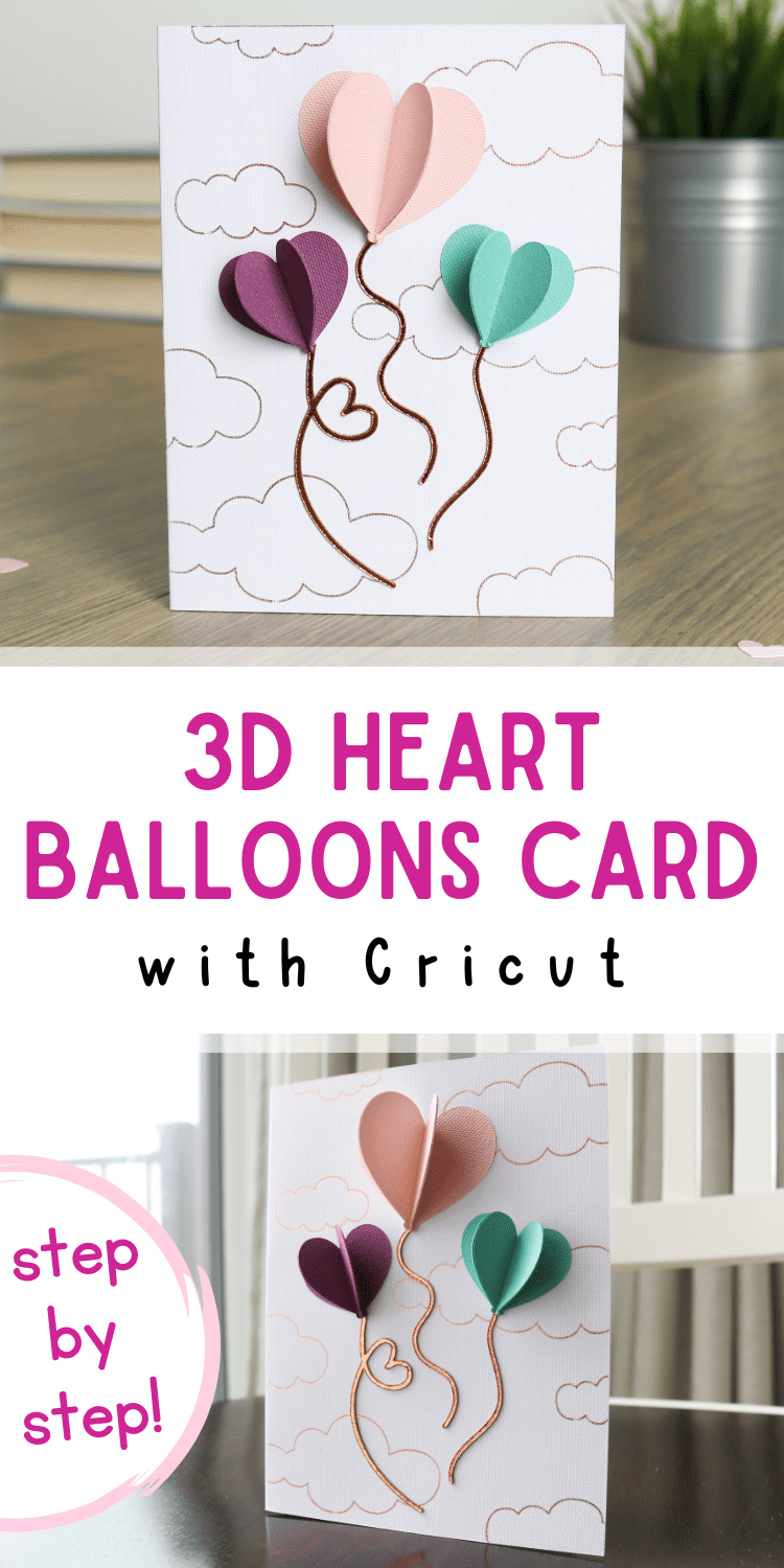 DIY 3D Hearts Paper Craft Cricut Card tutorial