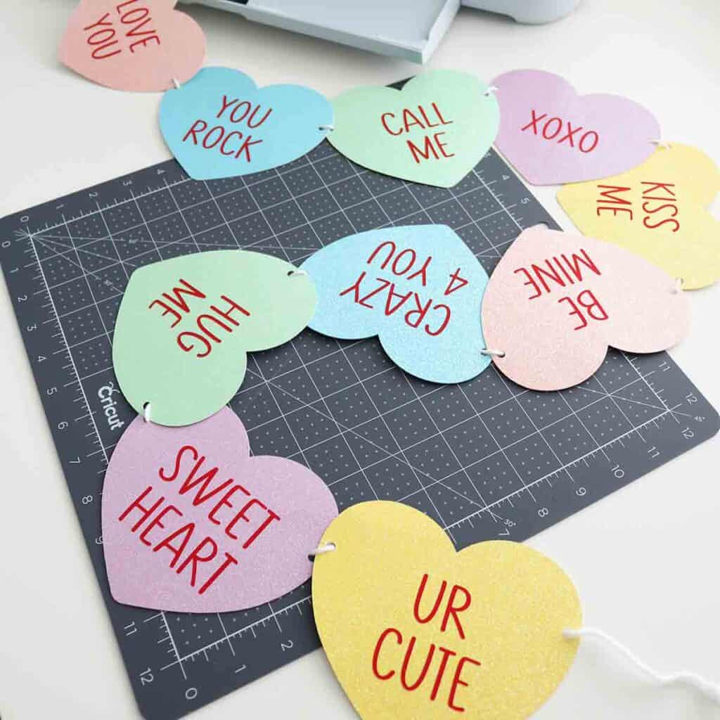 diy conversation heart banner glitter cardstock