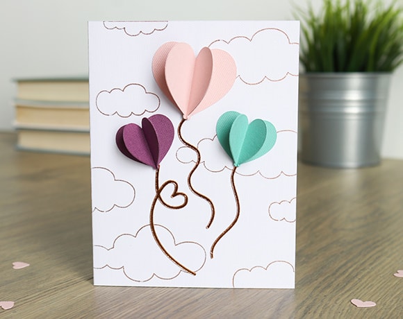DIY 3D Hearts Paper Craft Cricut Card tutorial