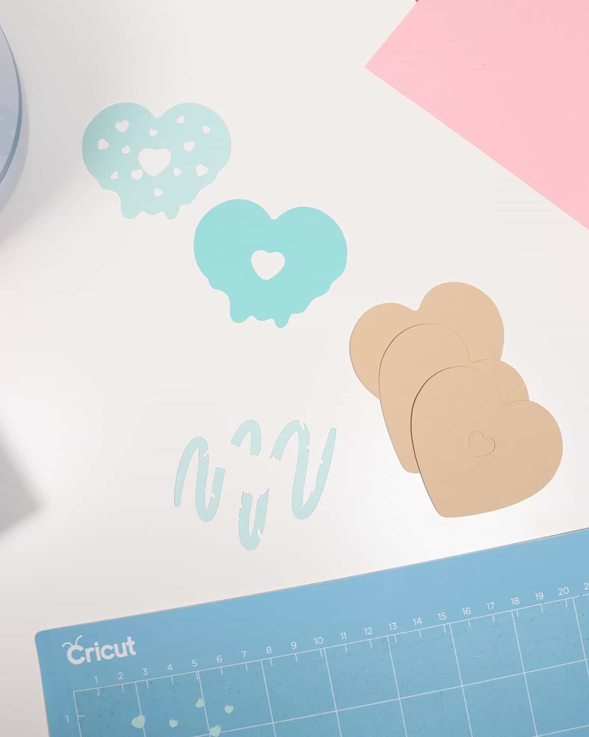 assembling paper craft donut valentine's card