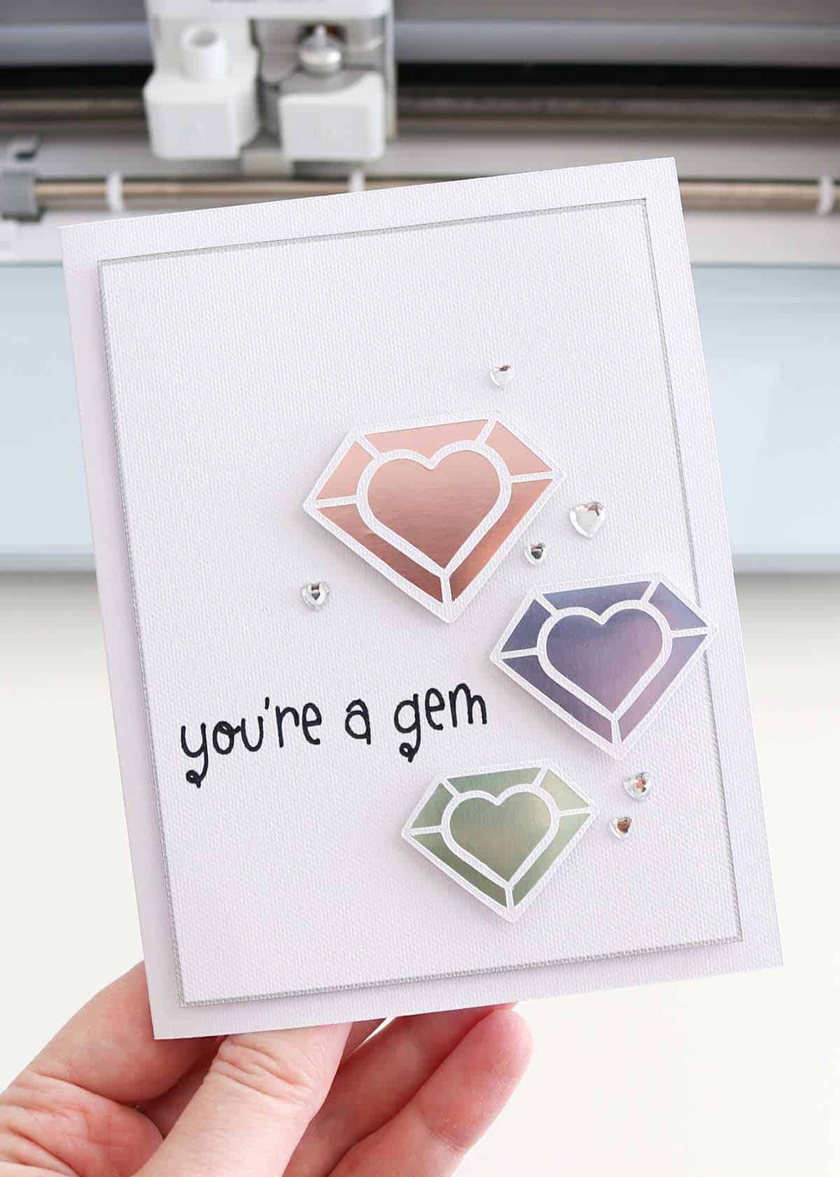 Easy Cutout Hearts Love You Cricut Card - Aubree Originals