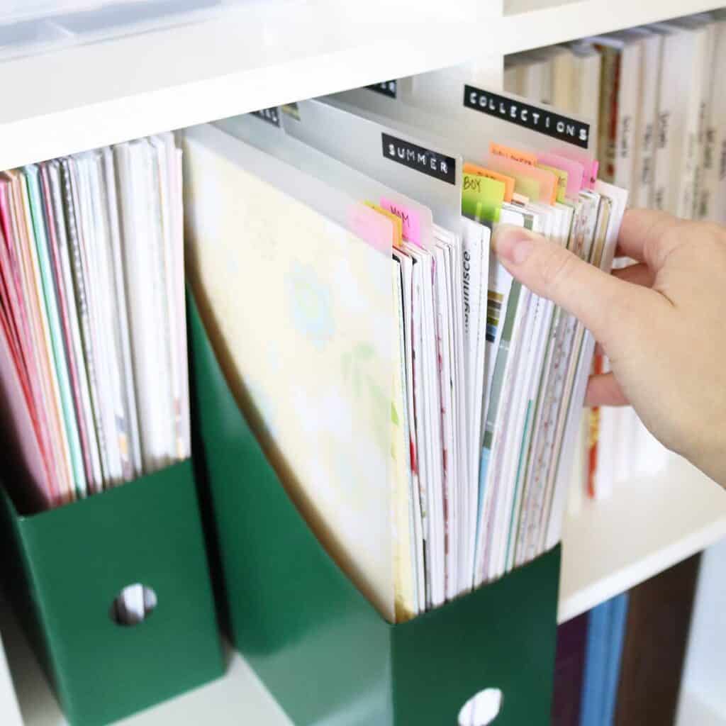 how to organize scrapbook paper
