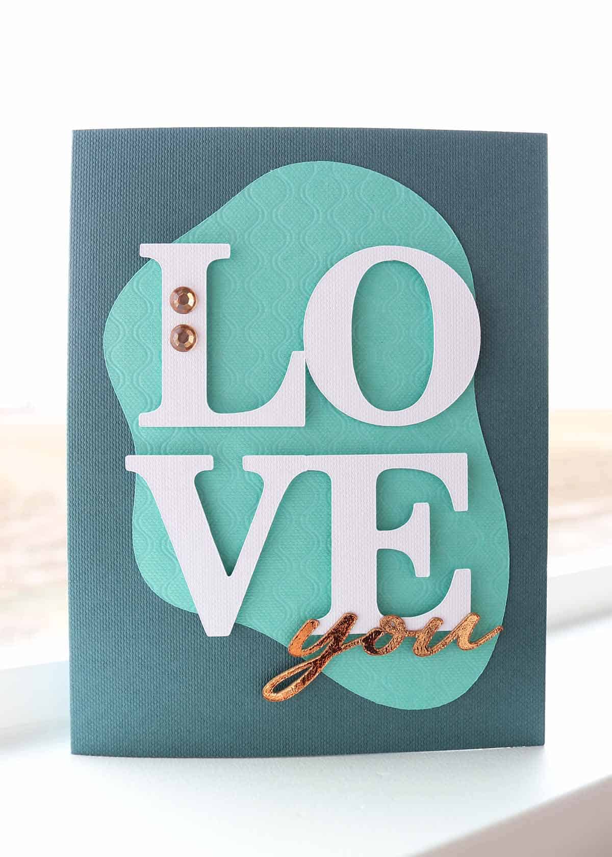 DIY love you Valentine's card tutorial with Cricut debossing tool