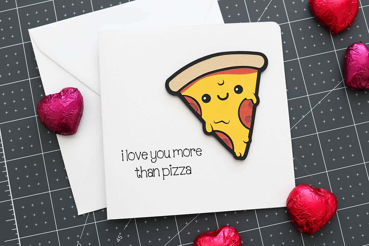 DIY pizza valentine's card with Cricut