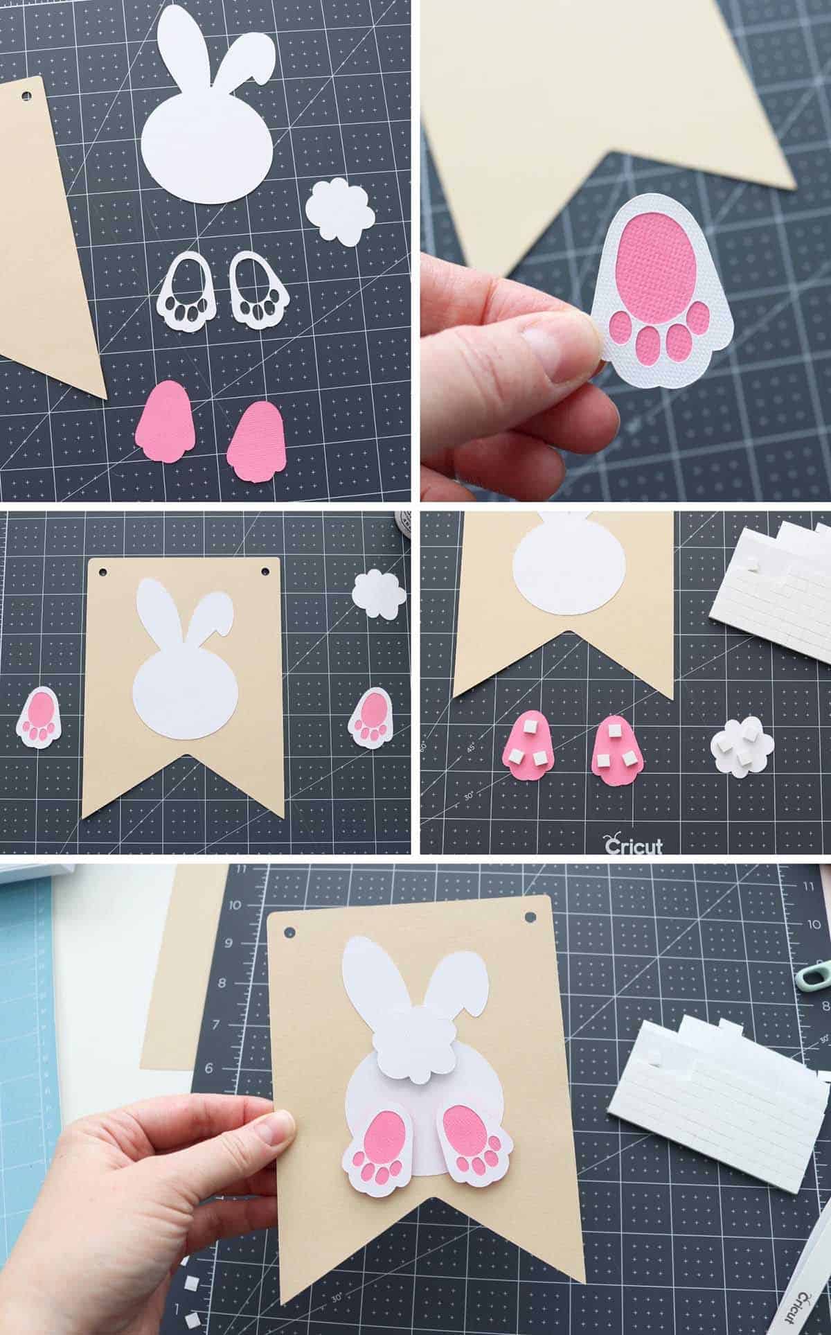 how to assemble bunny easter banner from cardstock with Cricut