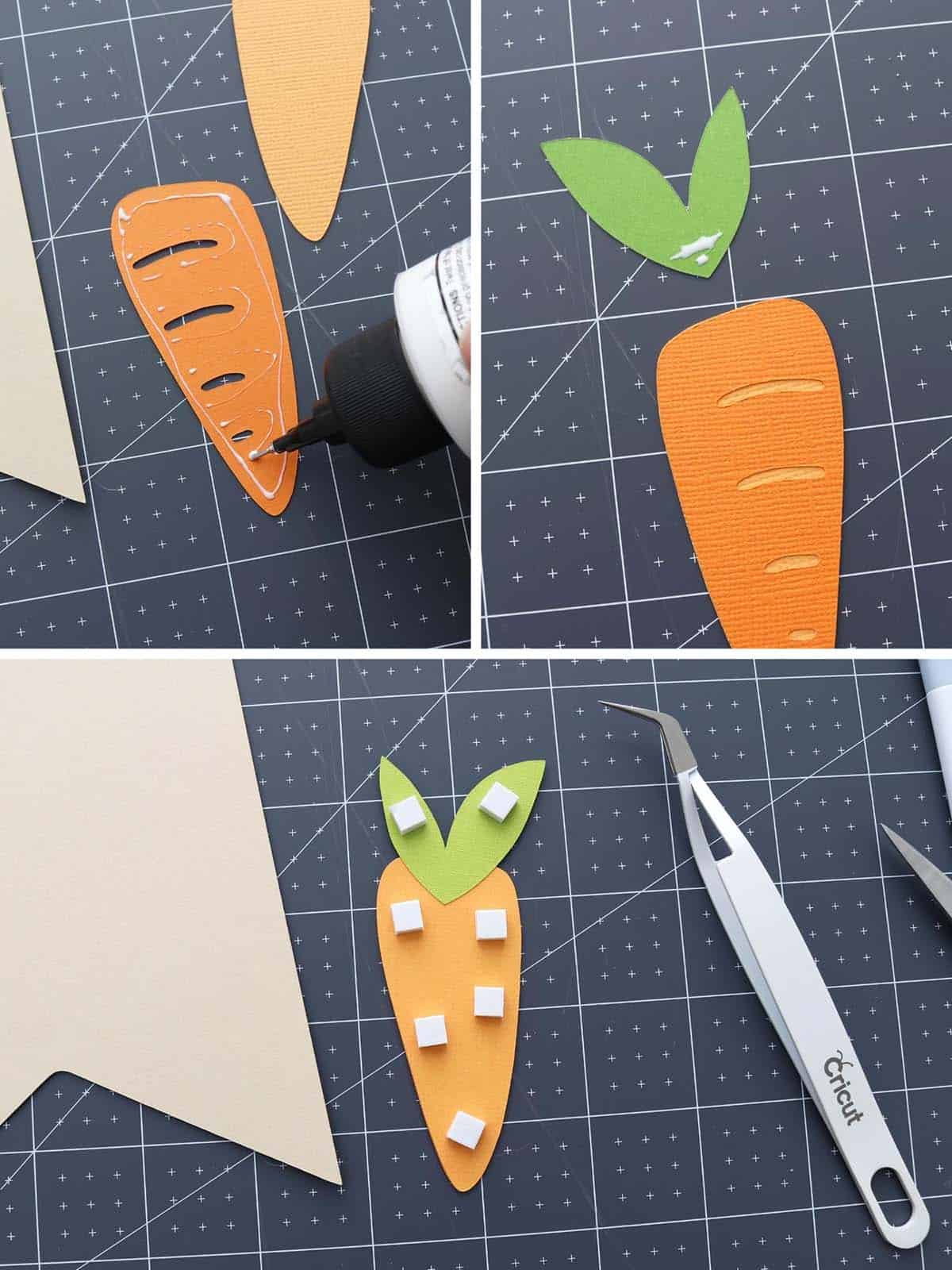 how to assemble carrot easter banner from cardstock with Cricut