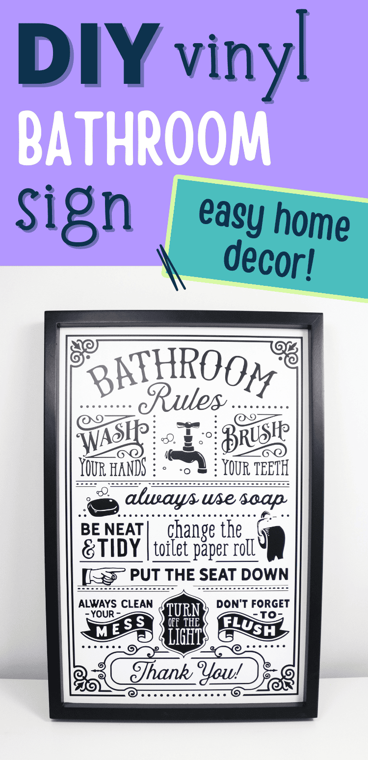 diy bathroom sign with Cricut vinyl