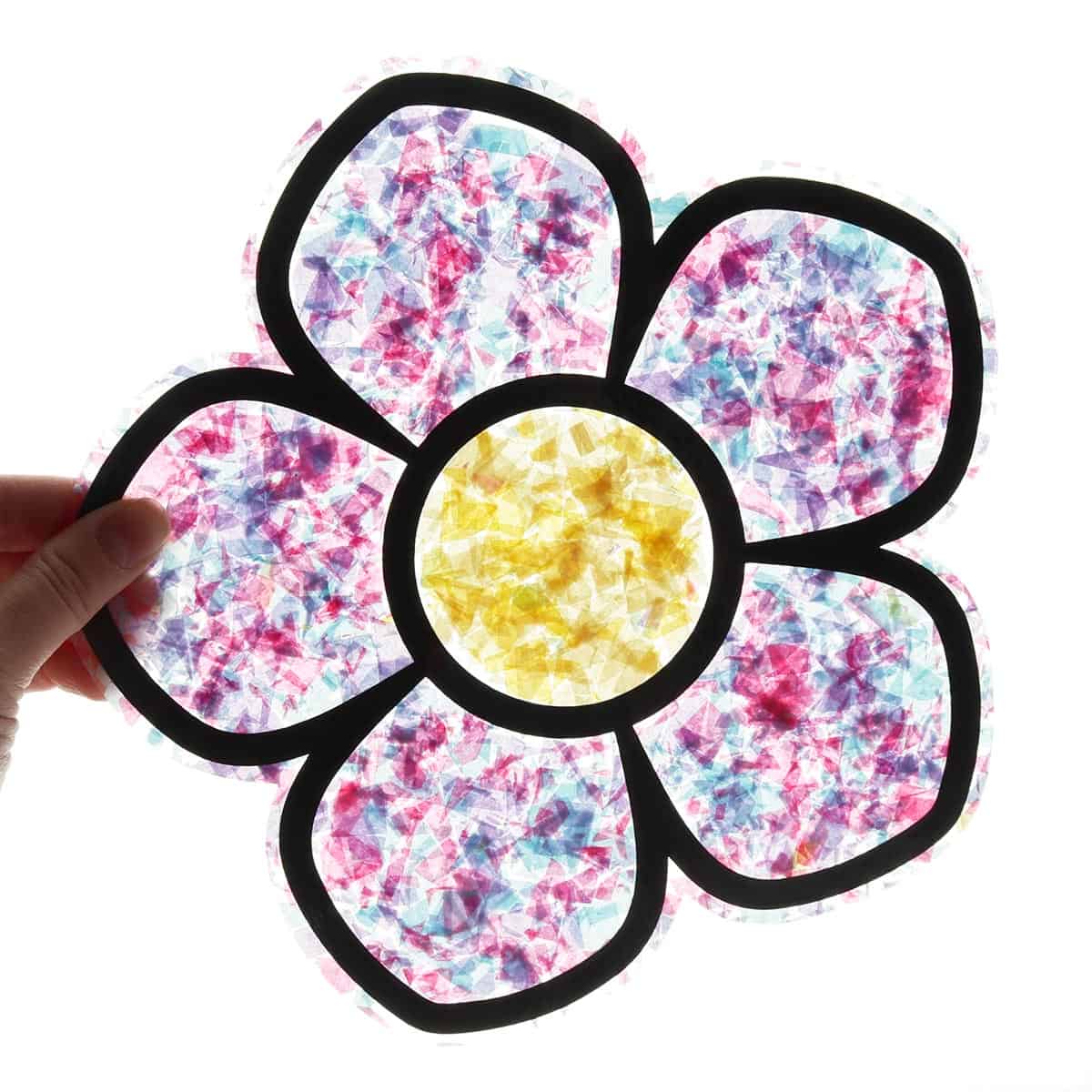 DIY confetti stained glass art project