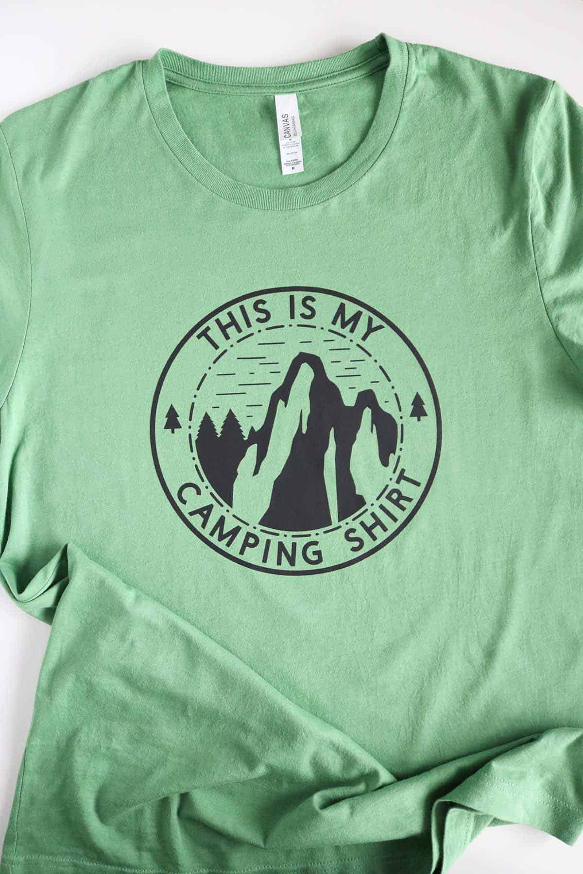 diy camping shirt with Cricut iron-on vinyl